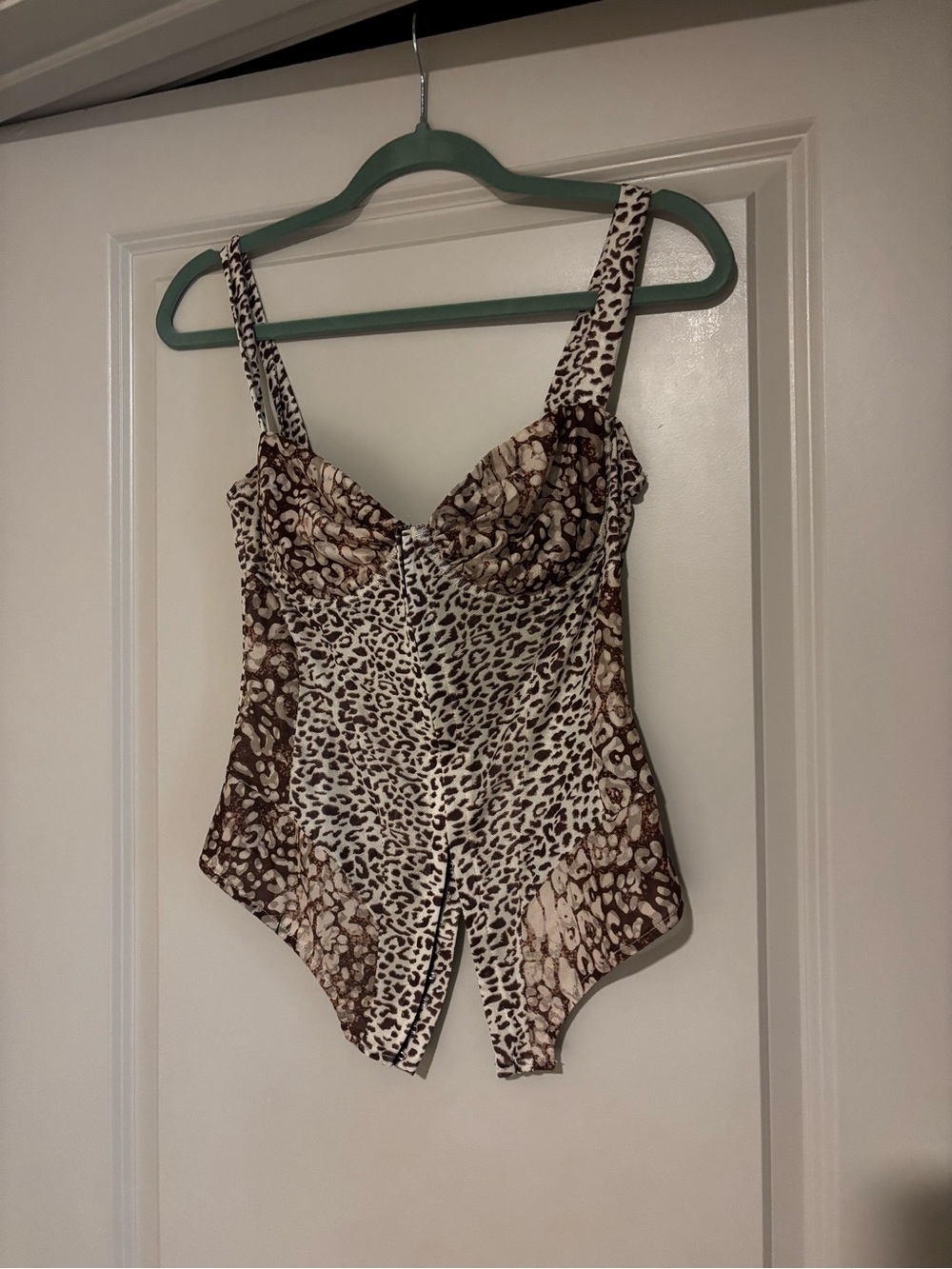 Leopard Print Bodysuit - Brown/White Women’s Blouse